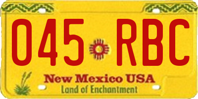 NM license plate 045RBC