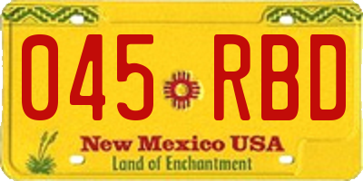 NM license plate 045RBD