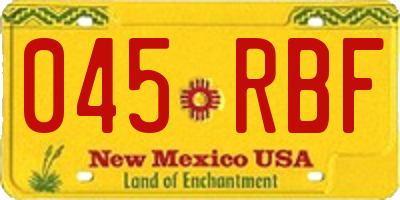 NM license plate 045RBF