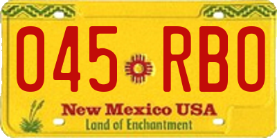 NM license plate 045RBO