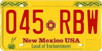 NM license plate 045RBW