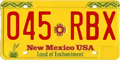 NM license plate 045RBX