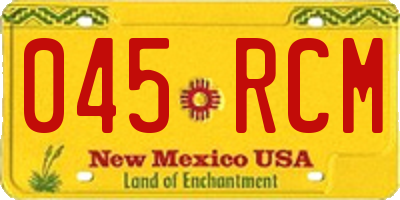NM license plate 045RCM