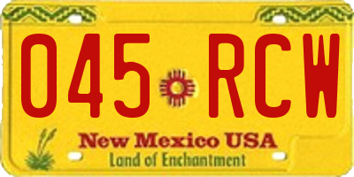NM license plate 045RCW