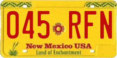 NM license plate 045RFN