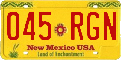 NM license plate 045RGN