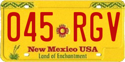 NM license plate 045RGV