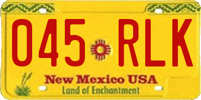 NM license plate 045RLK