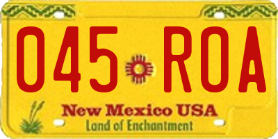 NM license plate 045ROA