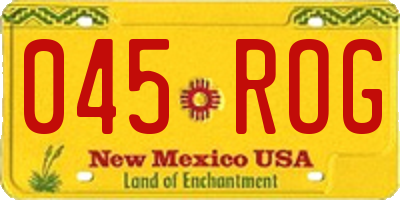 NM license plate 045ROG