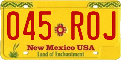 NM license plate 045ROJ