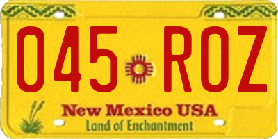 NM license plate 045ROZ