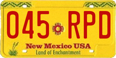 NM license plate 045RPD