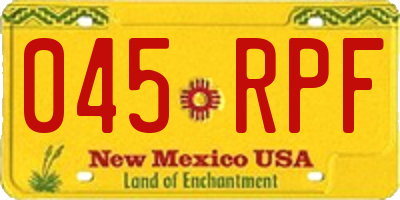 NM license plate 045RPF