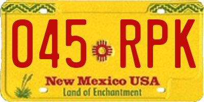 NM license plate 045RPK