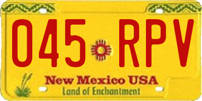 NM license plate 045RPV