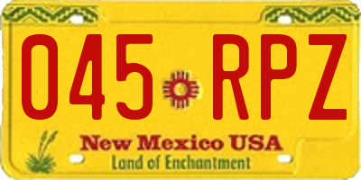 NM license plate 045RPZ