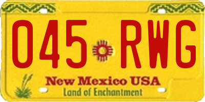 NM license plate 045RWG