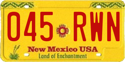 NM license plate 045RWN