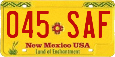 NM license plate 045SAF