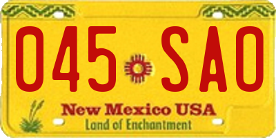 NM license plate 045SAO