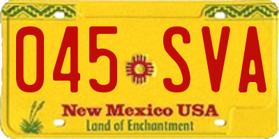 NM license plate 045SVA