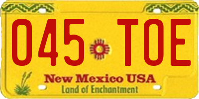 NM license plate 045TOE