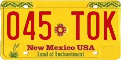 NM license plate 045TOK