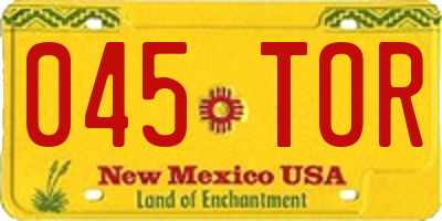 NM license plate 045TOR