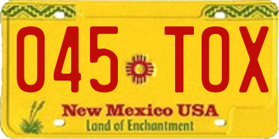 NM license plate 045TOX