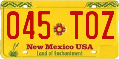 NM license plate 045TOZ