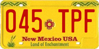 NM license plate 045TPF