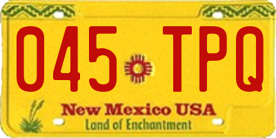 NM license plate 045TPQ