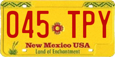 NM license plate 045TPY