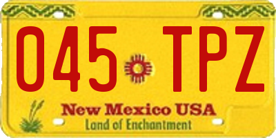 NM license plate 045TPZ