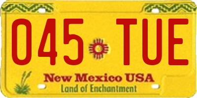 NM license plate 045TUE