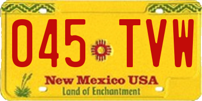 NM license plate 045TVW
