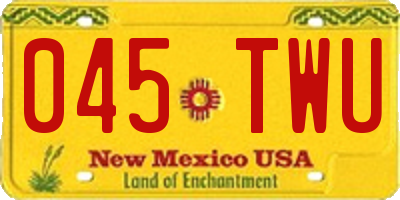 NM license plate 045TWU