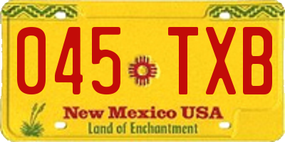 NM license plate 045TXB