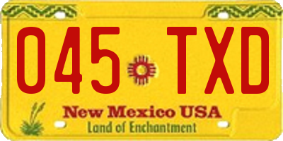 NM license plate 045TXD