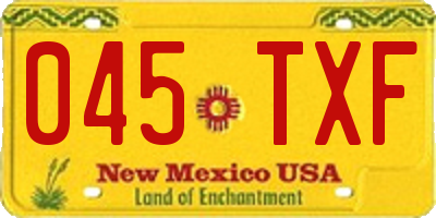 NM license plate 045TXF