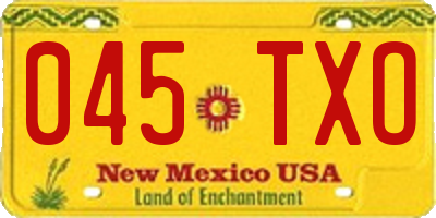 NM license plate 045TXO