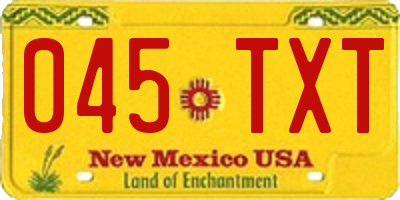 NM license plate 045TXT