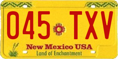 NM license plate 045TXV