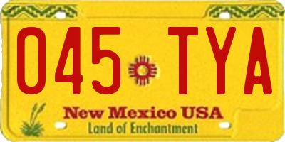 NM license plate 045TYA