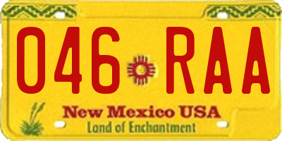 NM license plate 046RAA