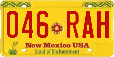 NM license plate 046RAH