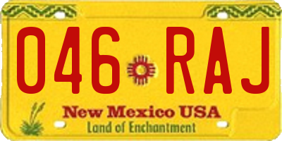 NM license plate 046RAJ