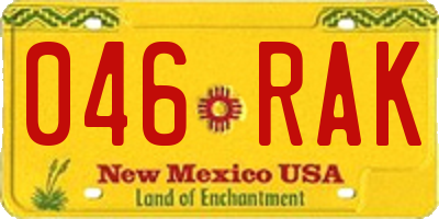 NM license plate 046RAK