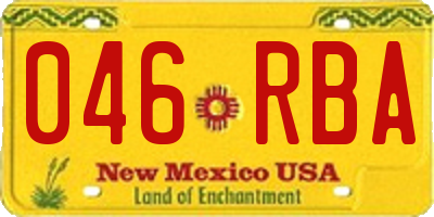NM license plate 046RBA